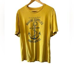 MENS CHAPS Yellow Graphic Short Sleeve Casual Tee Shirt L